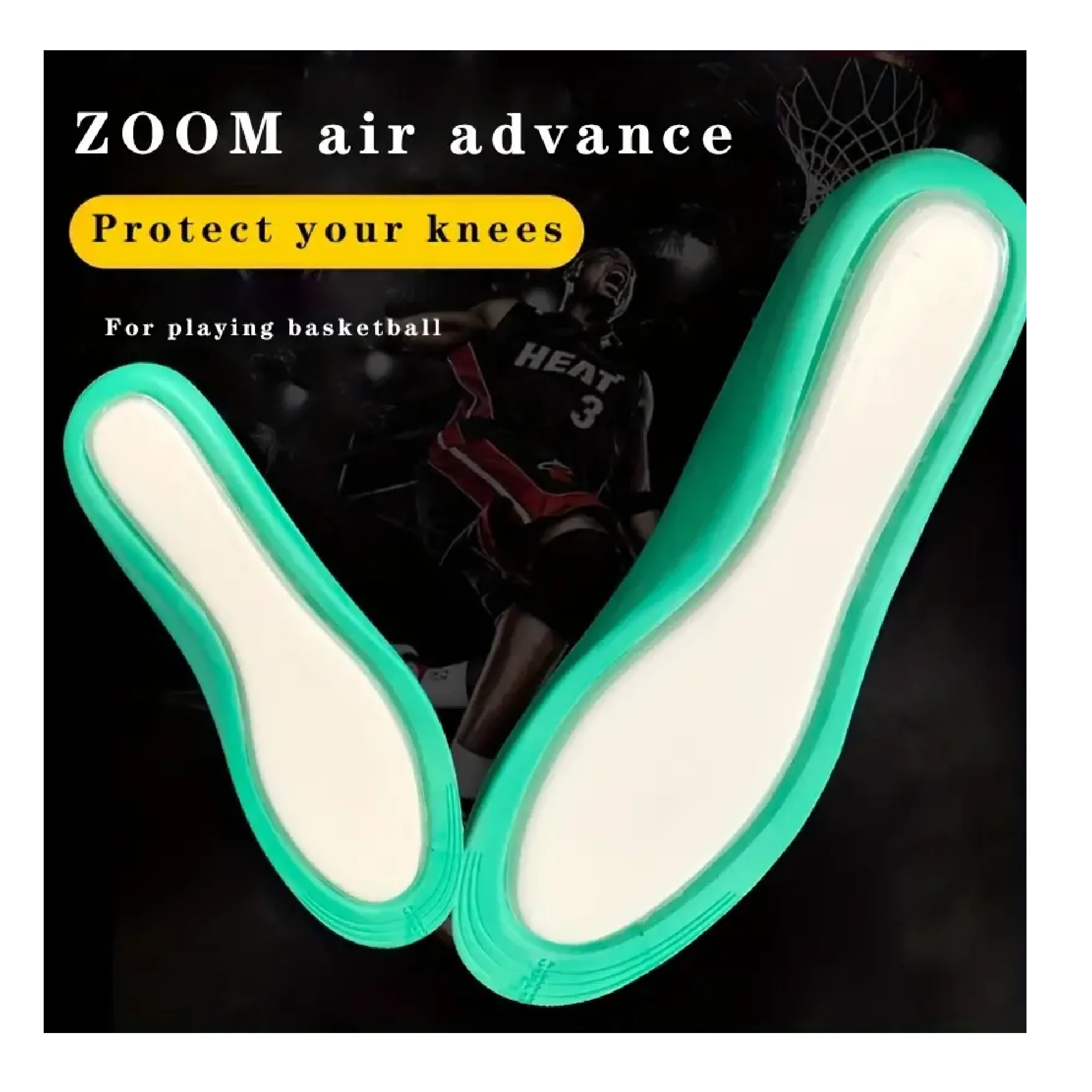 1 Pair of Professional Basketball Insoles - Air Cushioned, Arch Support, Sweatwicking & Shock Absorbing!