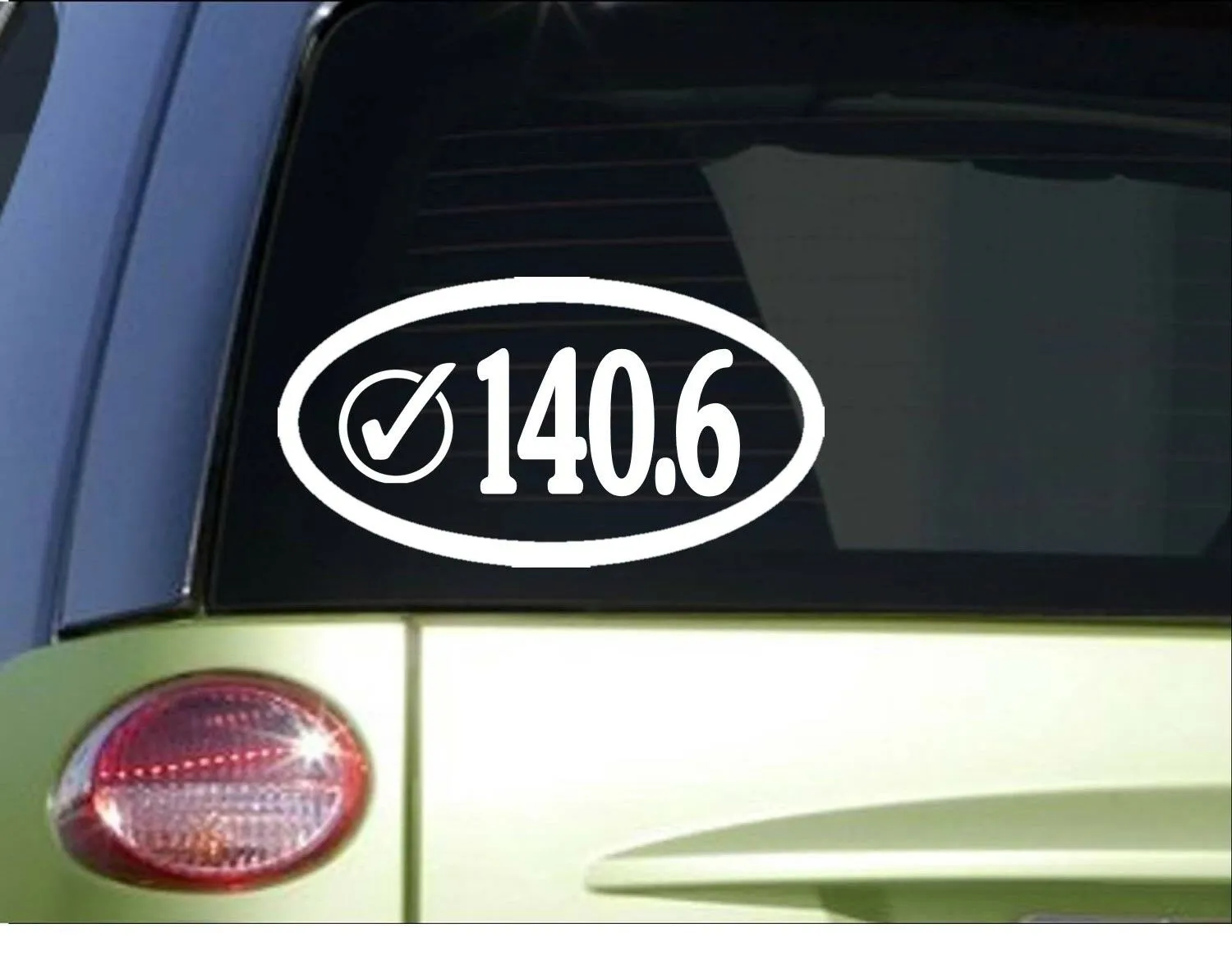 140.6 Check Oval *H974* 8" Sticker decal run shoes running triathlon bottle