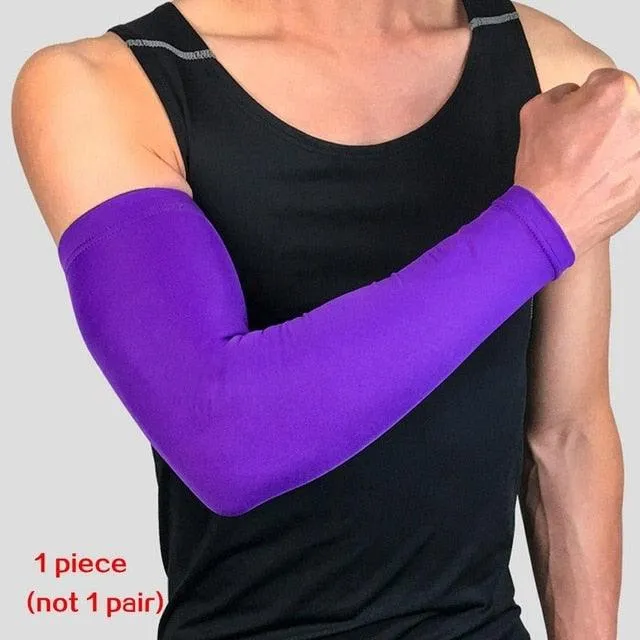 1PC Ice Fabric Summer UV Protection Running Basketball Volleyball Cycling Sunscreen Sports Arm Sleeve