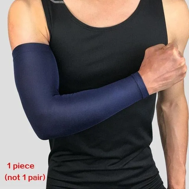 1PC Ice Fabric Summer UV Protection Running Basketball Volleyball Cycling Sunscreen Sports Arm Sleeve