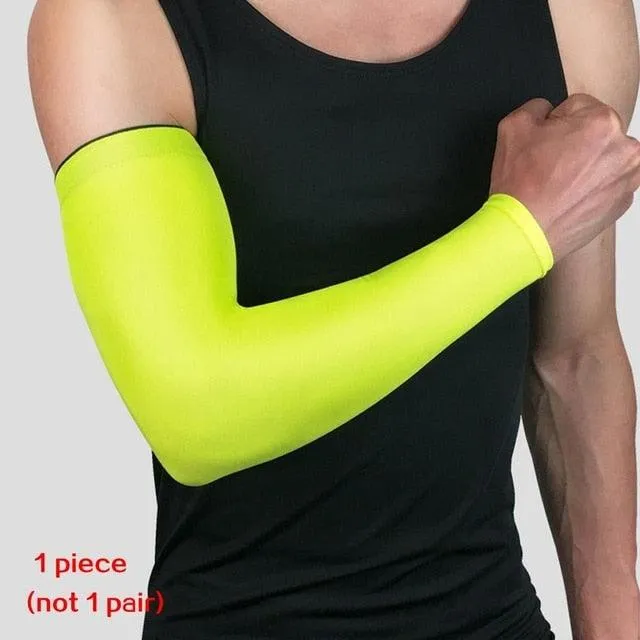 1PC Ice Fabric Summer UV Protection Running Basketball Volleyball Cycling Sunscreen Sports Arm Sleeve