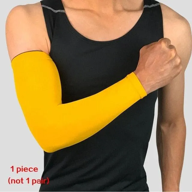 1PC Ice Fabric Summer UV Protection Running Basketball Volleyball Cycling Sunscreen Sports Arm Sleeve