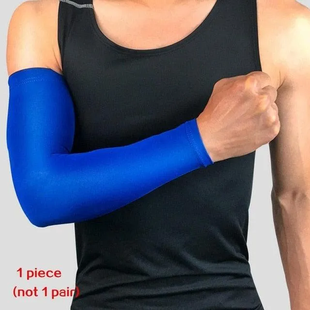 1PC Ice Fabric Summer UV Protection Running Basketball Volleyball Cycling Sunscreen Sports Arm Sleeve