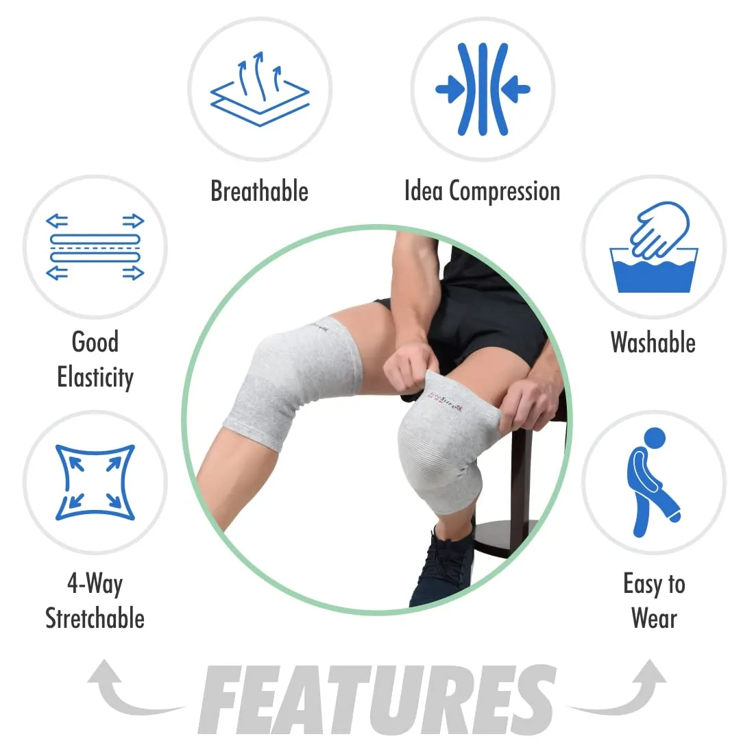 AccuSure Orthopedic Pain Relief Bamboo Yarn Knee Support Cap Brace/Sleeves Pair For Sports, Pain Relief, Knee Compression Support, Exercise, Gym, Running, Cycling, Knee Cap Guard Brace Knee Support For Men And Women-Medium