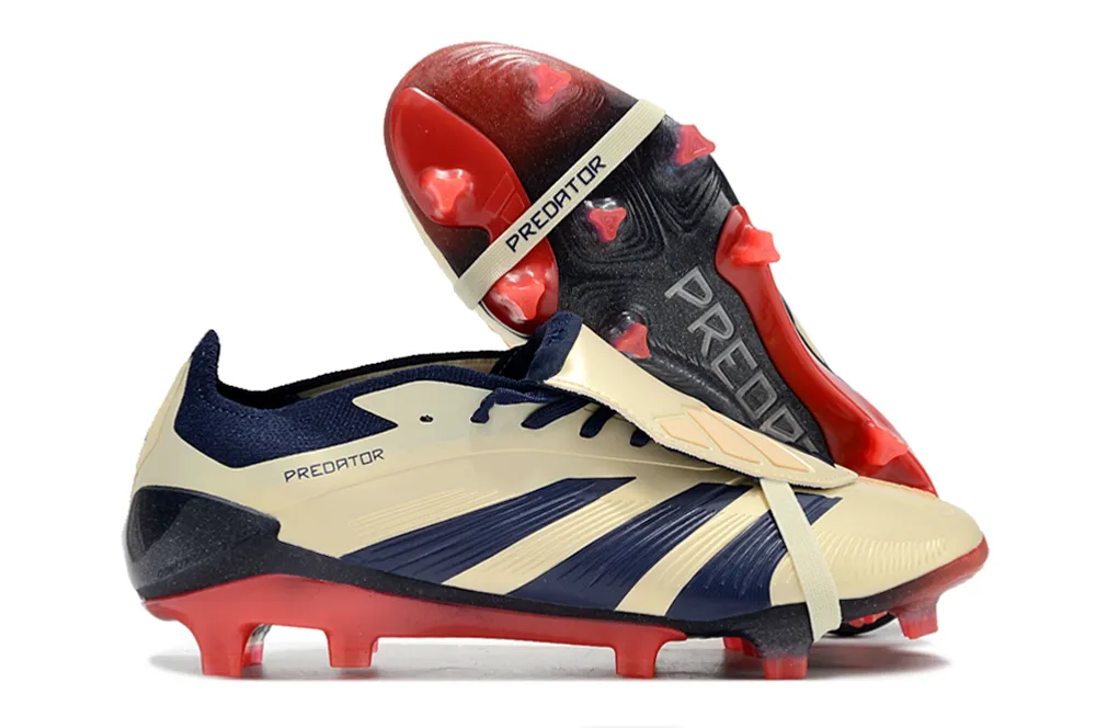 Adidas Predator Elite Shoes - Beige | Blue | Red - FREE SHIPPING WORLDWIDE