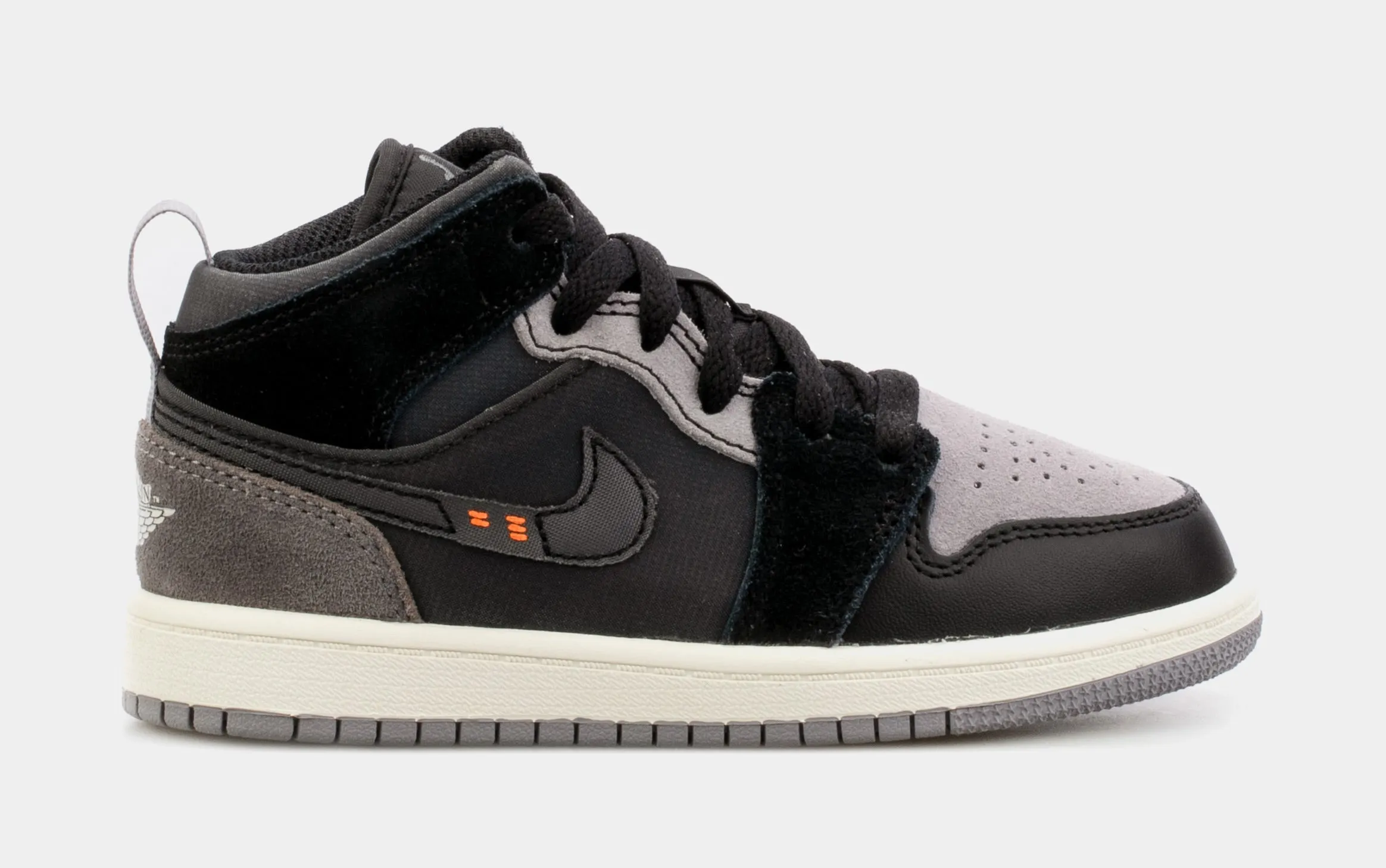 Air Jordan 1 Mid SE Craft Preschool Lifestyle Shoes (Black/Grey)