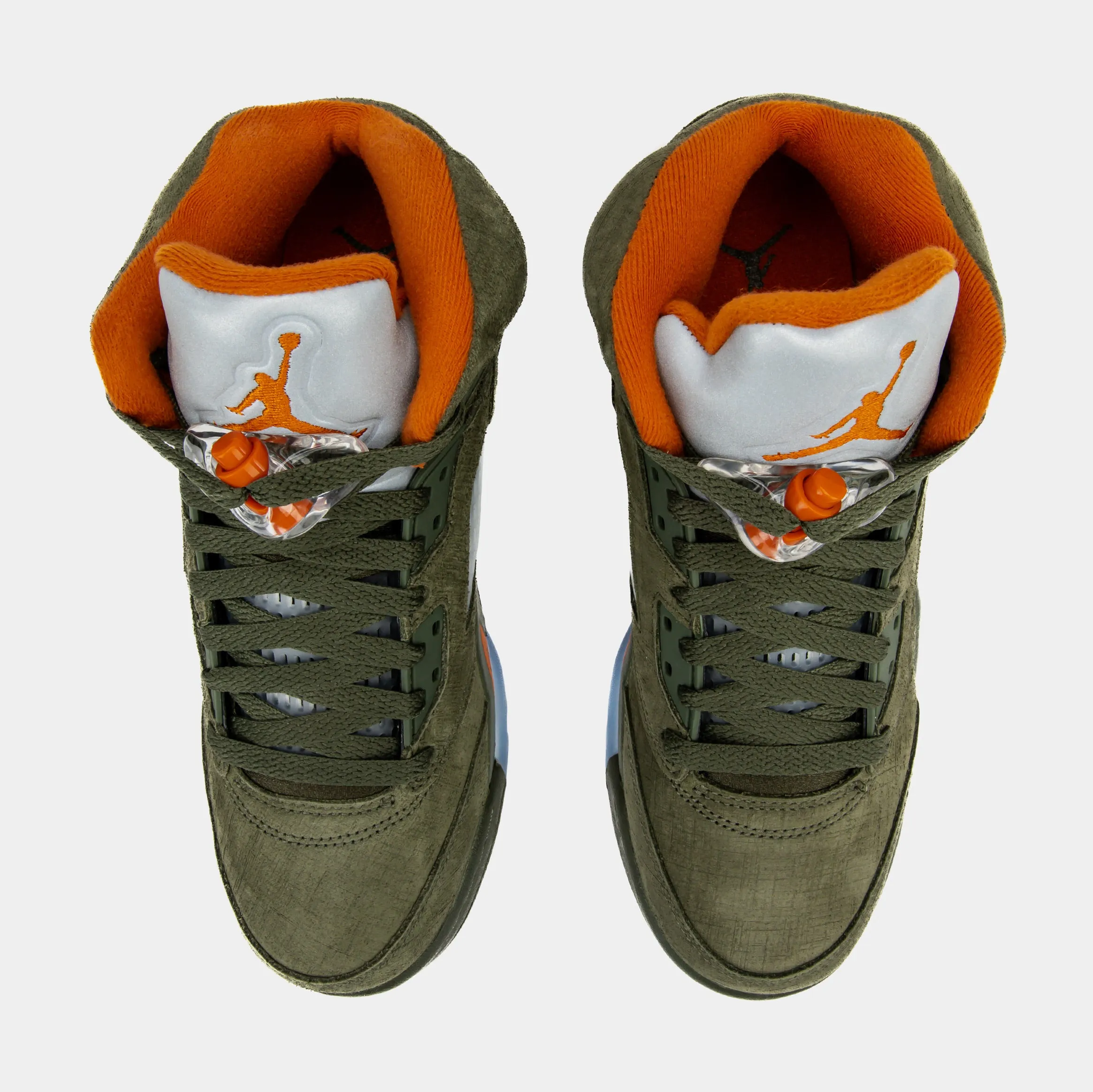 Air Jordan 5 Retro Grade School Lifestyle Shoes (Army Olive/Solar Orange)