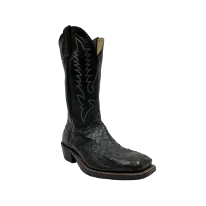 Anderson Bean Men's Black Full Quill Ostrich Black Square Toe Boots