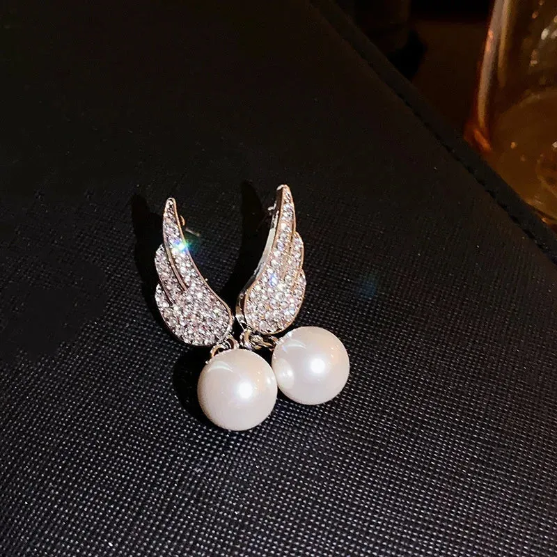 Angel Wings Earrings with pearl