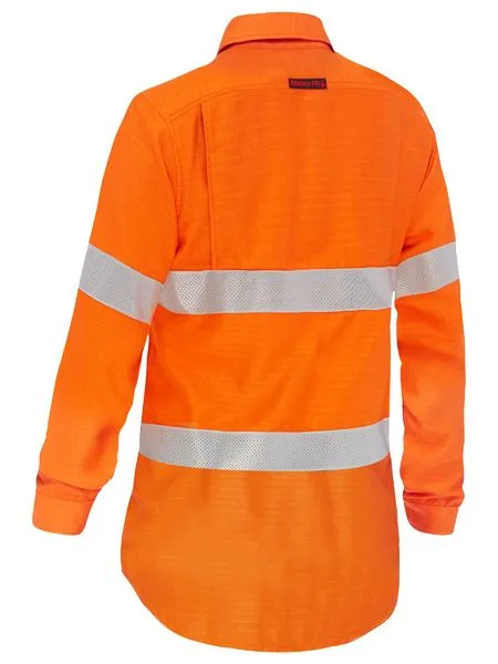 Bisley Apex 185 Women's Taped Hi Vis Ripstop FR Vented Shirt (BL8439T)