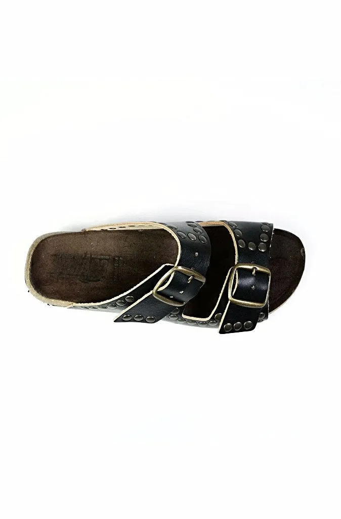 Bosabo Rivet Sandals in Black Leather