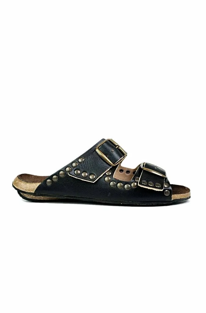 Bosabo Rivet Sandals in Black Leather