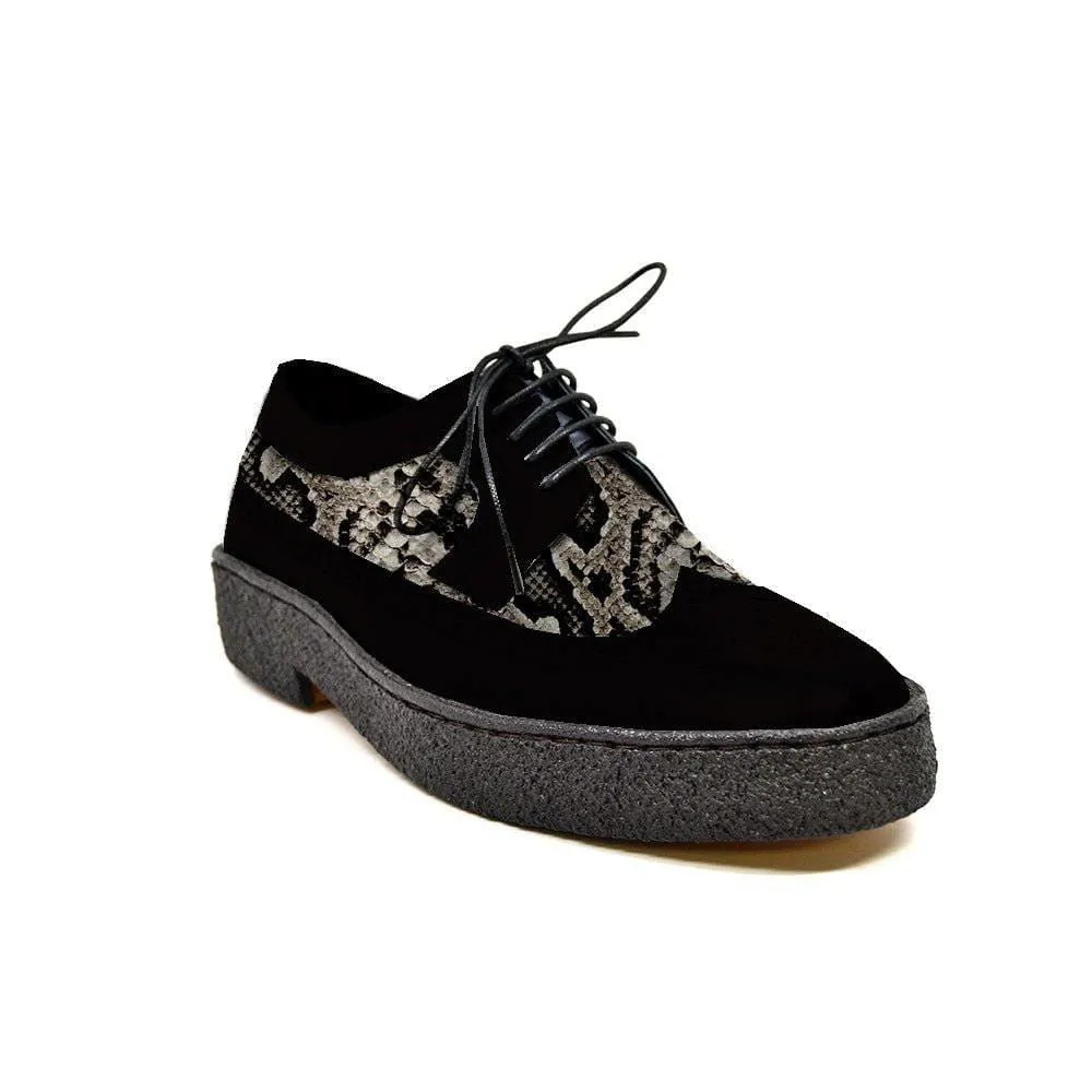 British Walkers Men's Wingtips Python & Black Suede Low Cut