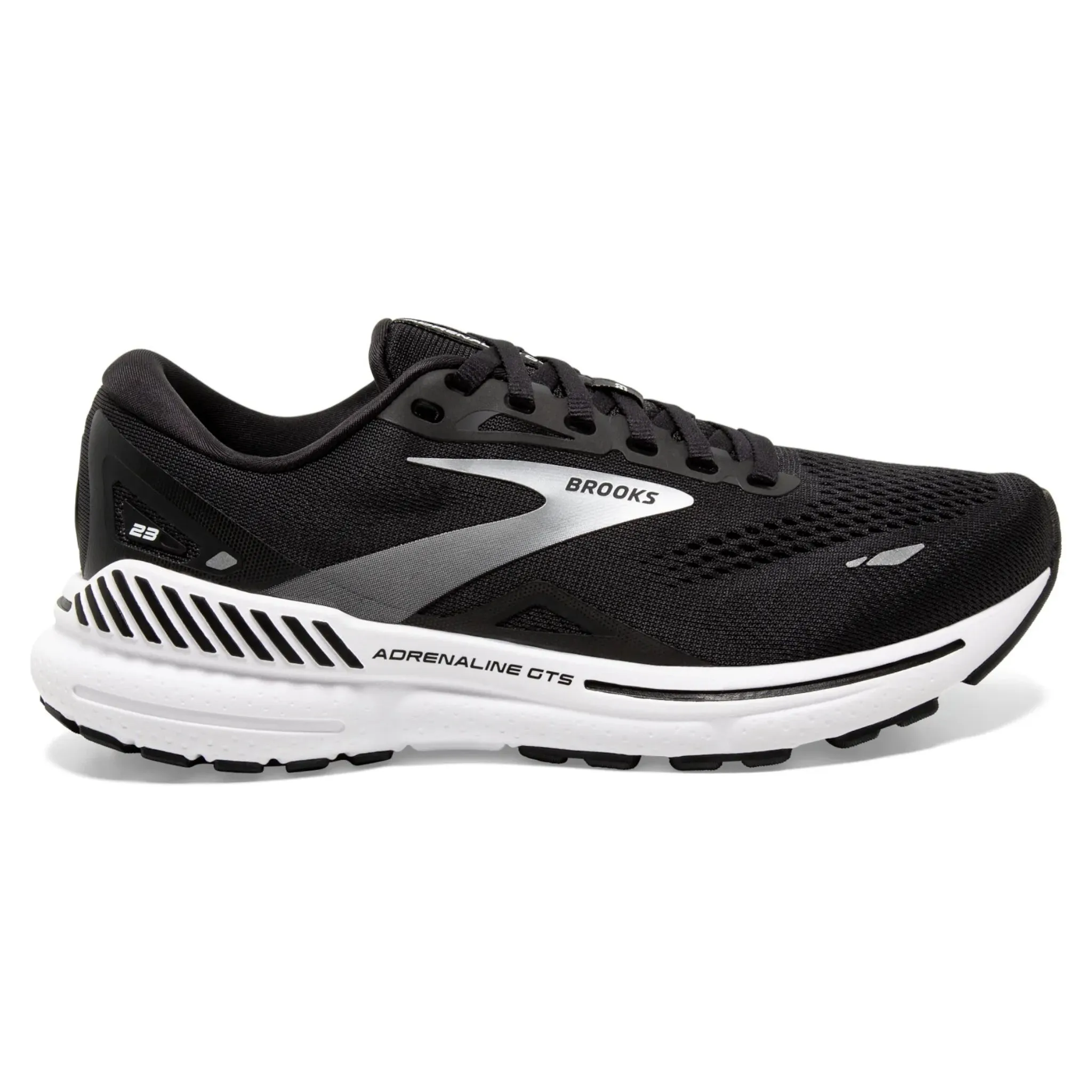 Brooks Men's 110391 004 Adrenaline GTS 23 Black White Silver Cushion Support Running Shoes WIDE