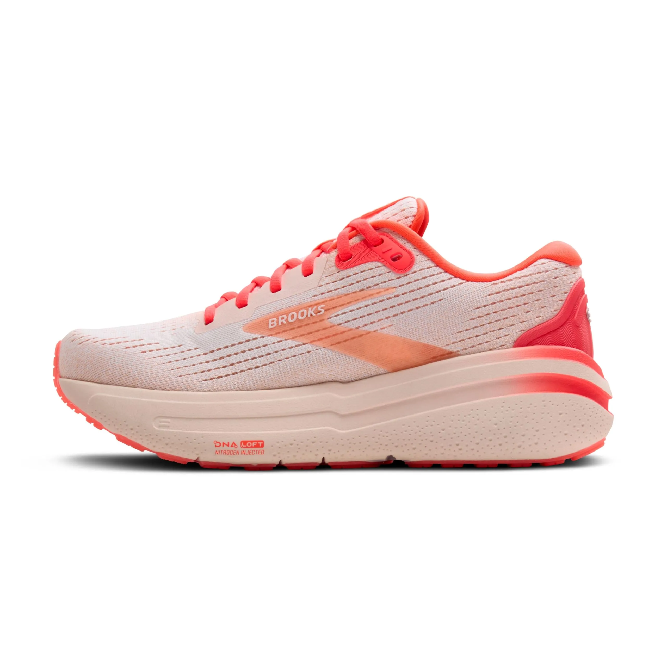 Brooks Women’s Ghost Max 2 Neutral Running & Walking Shoe - White/Peach/Coral - 5 Medium