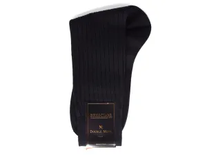 Calf Length 100% Wool Socks Plain Ribbed Black