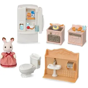 Calico Critters Playful Starter Furniture Set, Dollhouse Furniture Set with Figure and "Working" Appliances