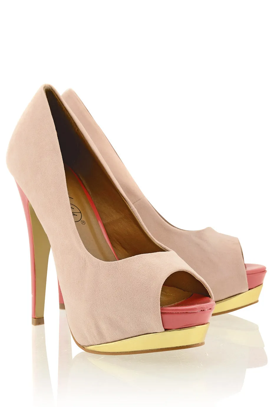 CHEETAH Nude Coral Peep Toe