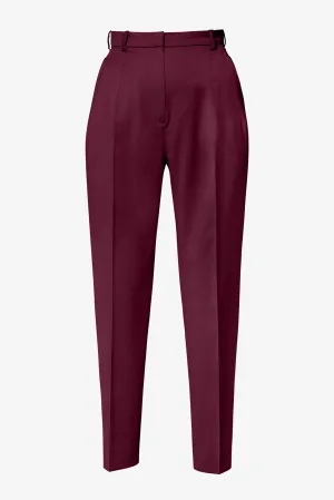 Classic Conic Wool Pants in Burgundy