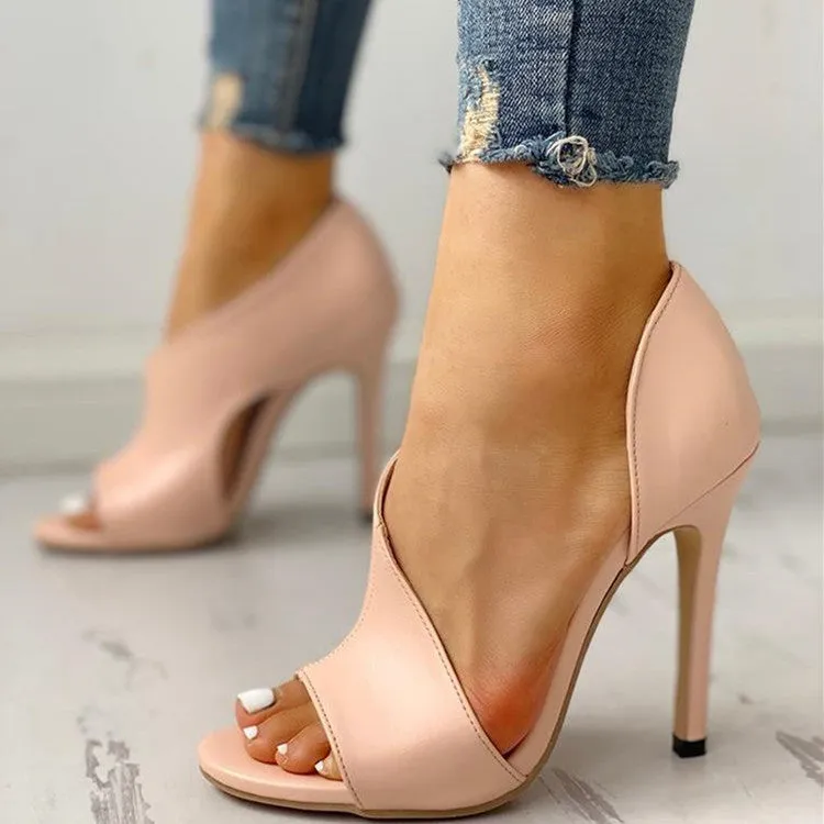 Colorful Solid & Snake Skin Pattern Open Toe Heels