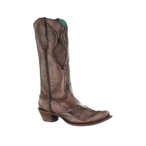 Corral Women's Wavy Embroidery Cowgirl Brown Boots