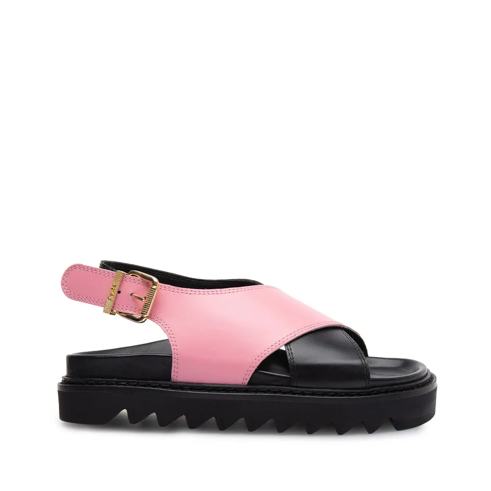 Diana Black Pink Leather Chunky Sandals