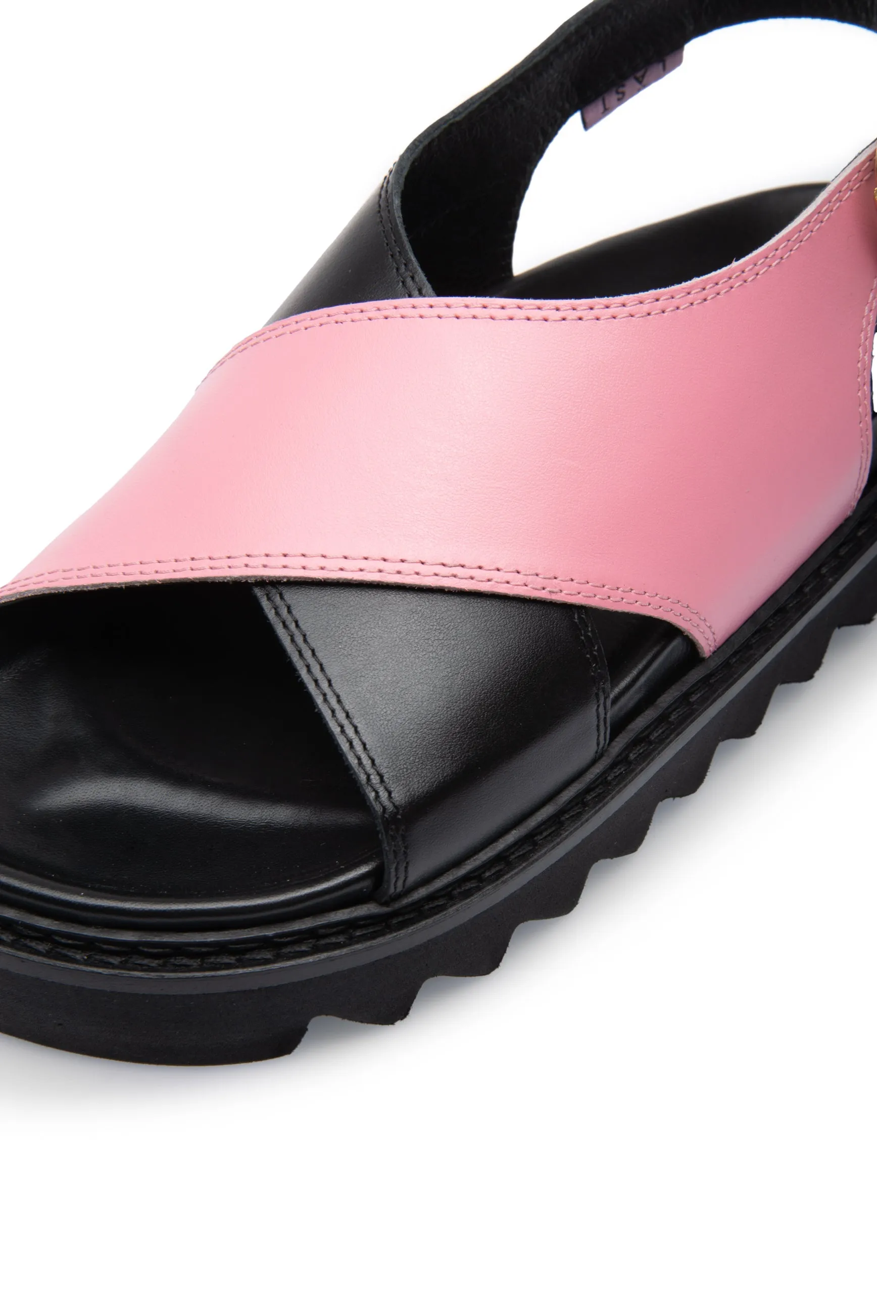 Diana Black Pink Leather Chunky Sandals