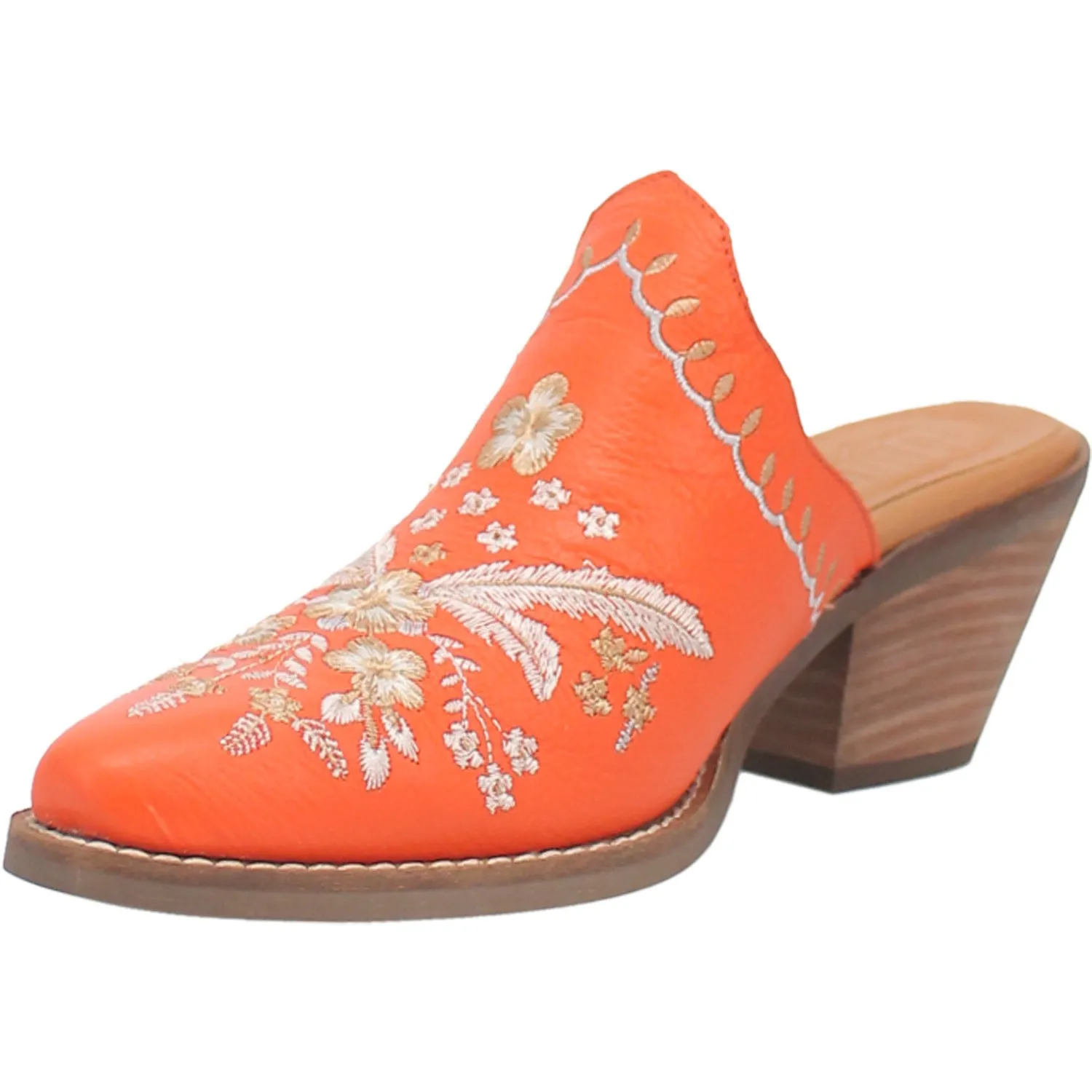 Dingo Womens Wildflower Mule Mule Shoes Leather Orange