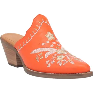 Dingo Womens Wildflower Mule Mule Shoes Leather Orange