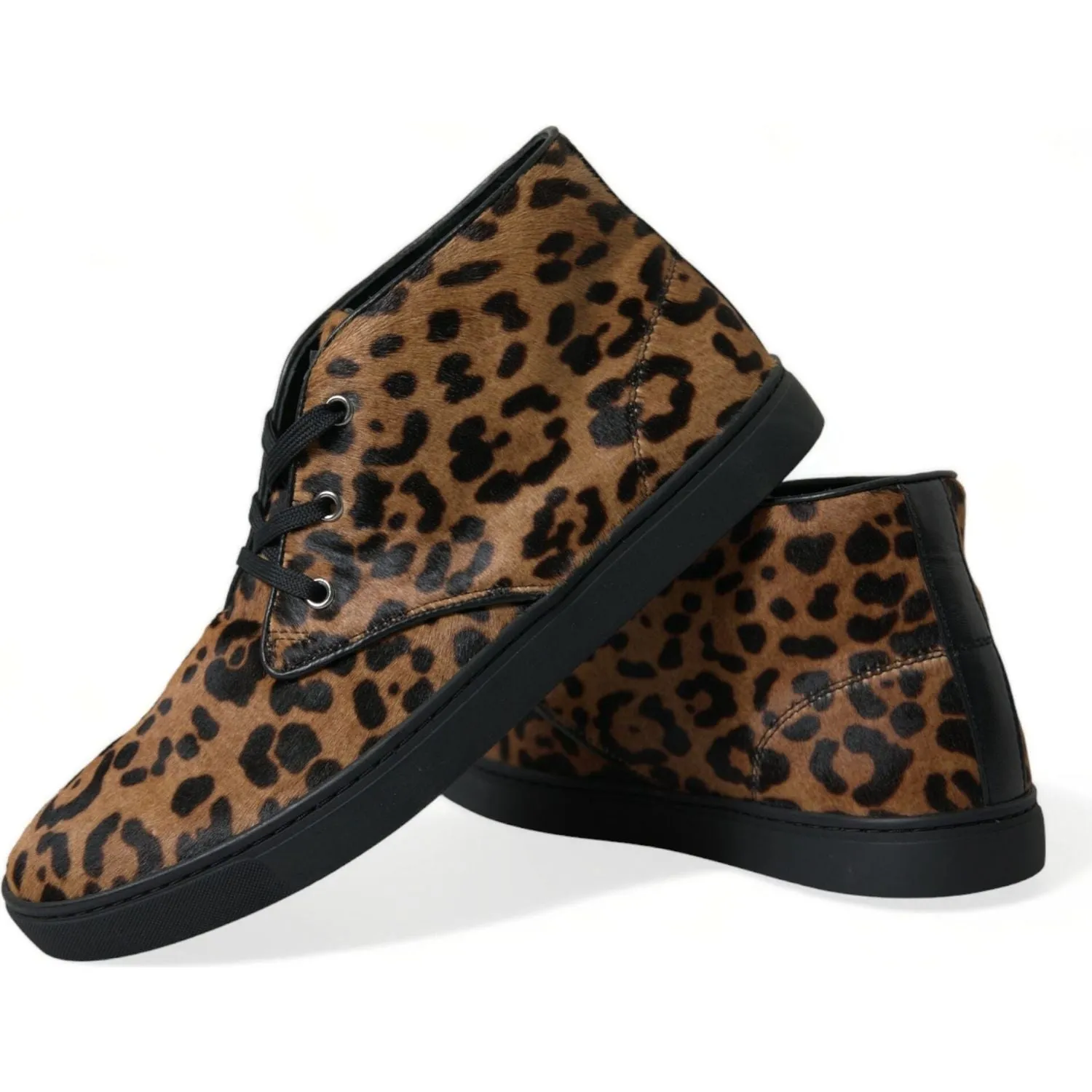 Dolce & Gabbana Elegant Leopard Print Mid-Top Sneakers