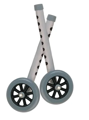 Drive Medical 10128 Walker Wheels with Two Sets of Rear Glides, for Use with Universal Walker, 5", Gray, 1 Pair