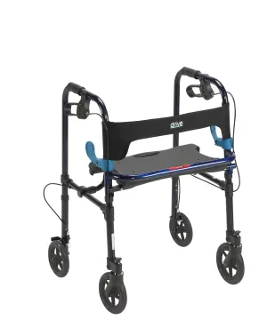 Drive Medical 10243 Clever Lite Walker Rollator, Adult, 8" Wheels, Flame Blue