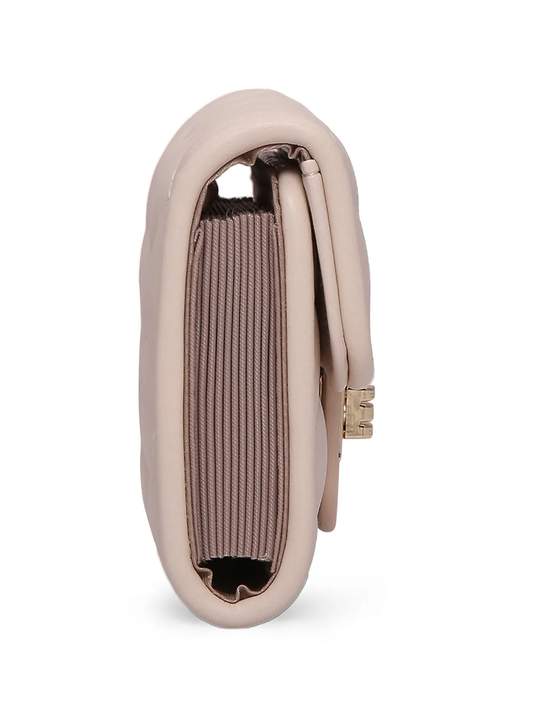 Inc.5 Women Beige Textured Card Holder Wallet