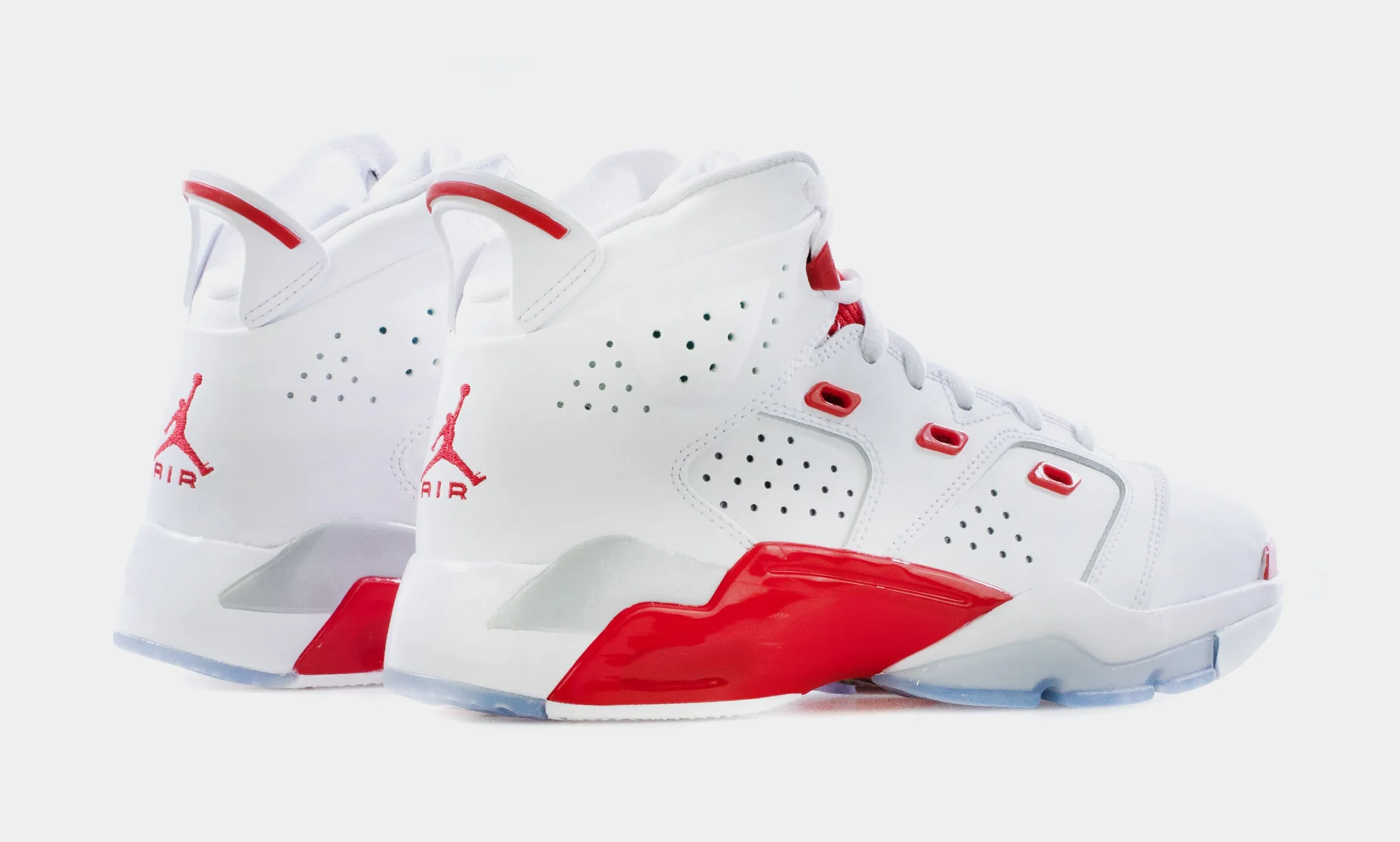 Jordan 6-17-23 Fire Red Grade School Basketball Shoes (White)