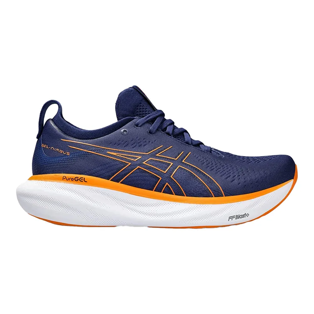 Men's Asics Gel-Nimbus 25, Deep Ocean/Bright Orange, 6.5 2E Wide