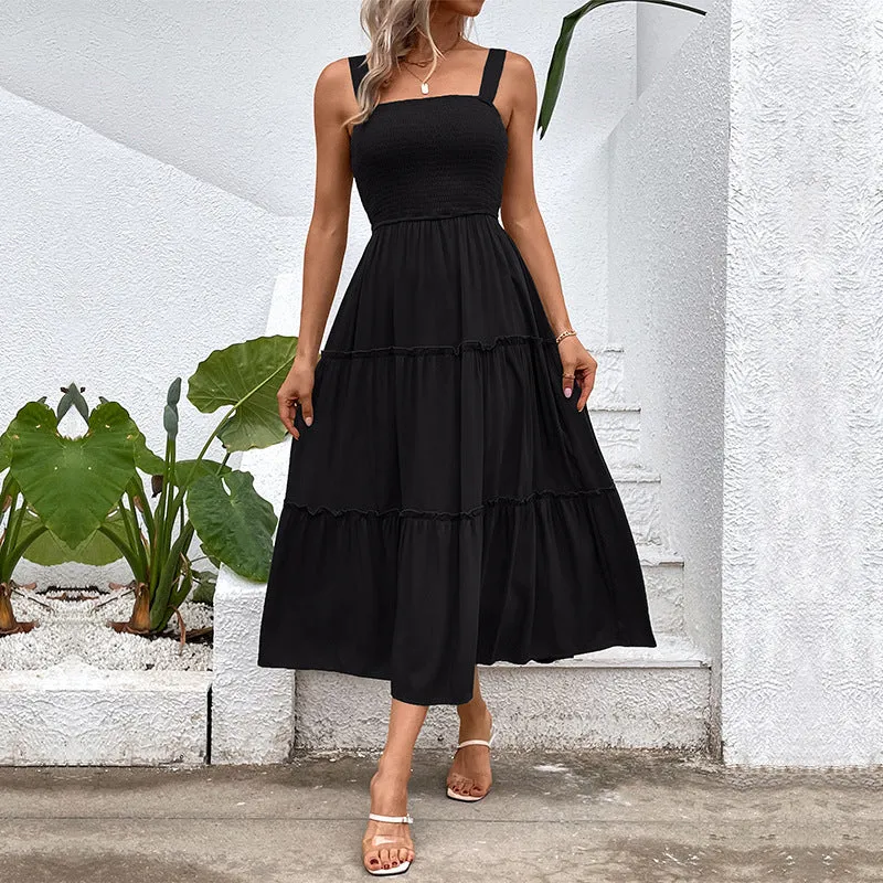 METAVERSMALL foreign trade splicing skirt New summer  women's clothing  popular to win suspender sleeveless dress