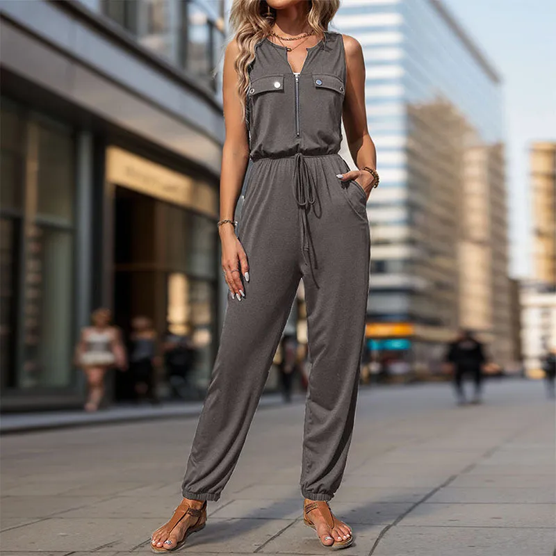 METAVERSMALL New Hot Trade Jumpsuit New New 2025 Summer Women's Clothing Black Sleeveless  Jumpsuit