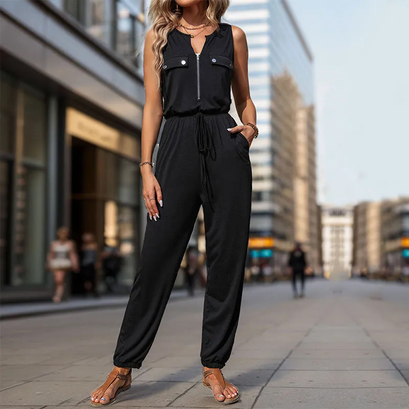 METAVERSMALL New Hot Trade Jumpsuit New New 2025 Summer Women's Clothing Black Sleeveless  Jumpsuit