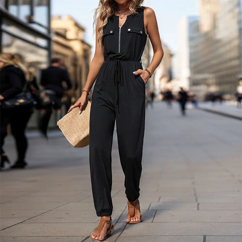 METAVERSMALL New Hot Trade Jumpsuit New New 2025 Summer Women's Clothing Black Sleeveless  Jumpsuit