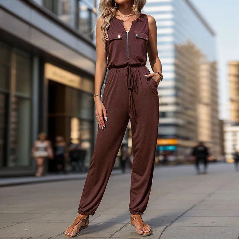 METAVERSMALL New Hot Trade Jumpsuit New New 2025 Summer Women's Clothing Black Sleeveless  Jumpsuit