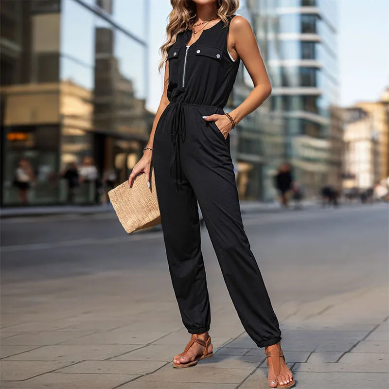 METAVERSMALL New Hot Trade Jumpsuit New New 2025 Summer Women's Clothing Black Sleeveless  Jumpsuit