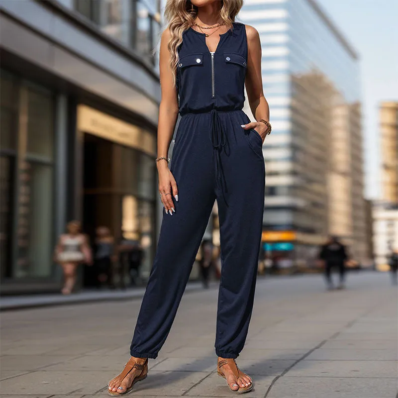 METAVERSMALL New Hot Trade Jumpsuit New New 2025 Summer Women's Clothing Black Sleeveless  Jumpsuit