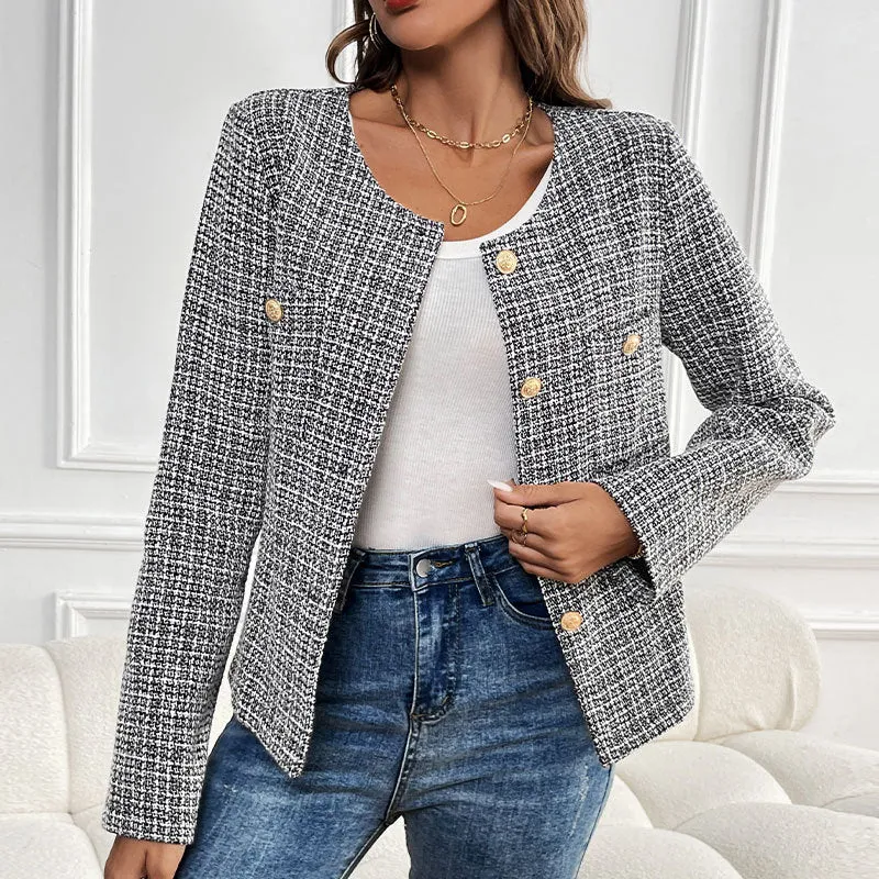 METAVERSMALL New New autumn and winter new 2025 Xiaoxiangfeng top design jacket  plaid cardigan