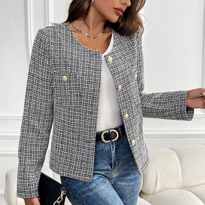 METAVERSMALL New New autumn and winter new 2025 Xiaoxiangfeng top design jacket  plaid cardigan