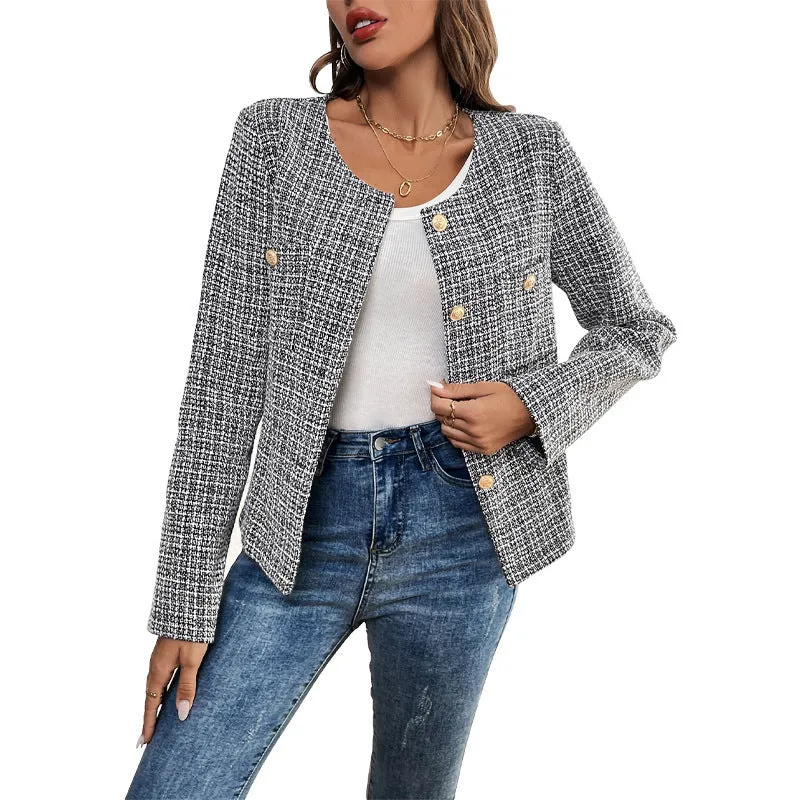 METAVERSMALL New New autumn and winter new 2025 Xiaoxiangfeng top design jacket  plaid cardigan