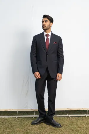 Navy Blue Thin Striped Suit.