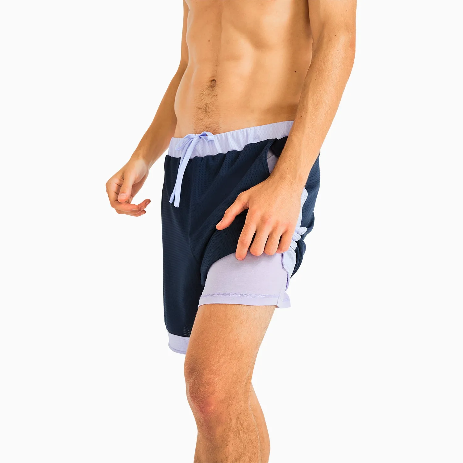 Navy/Lavender SoftStretch Basketball Shorts