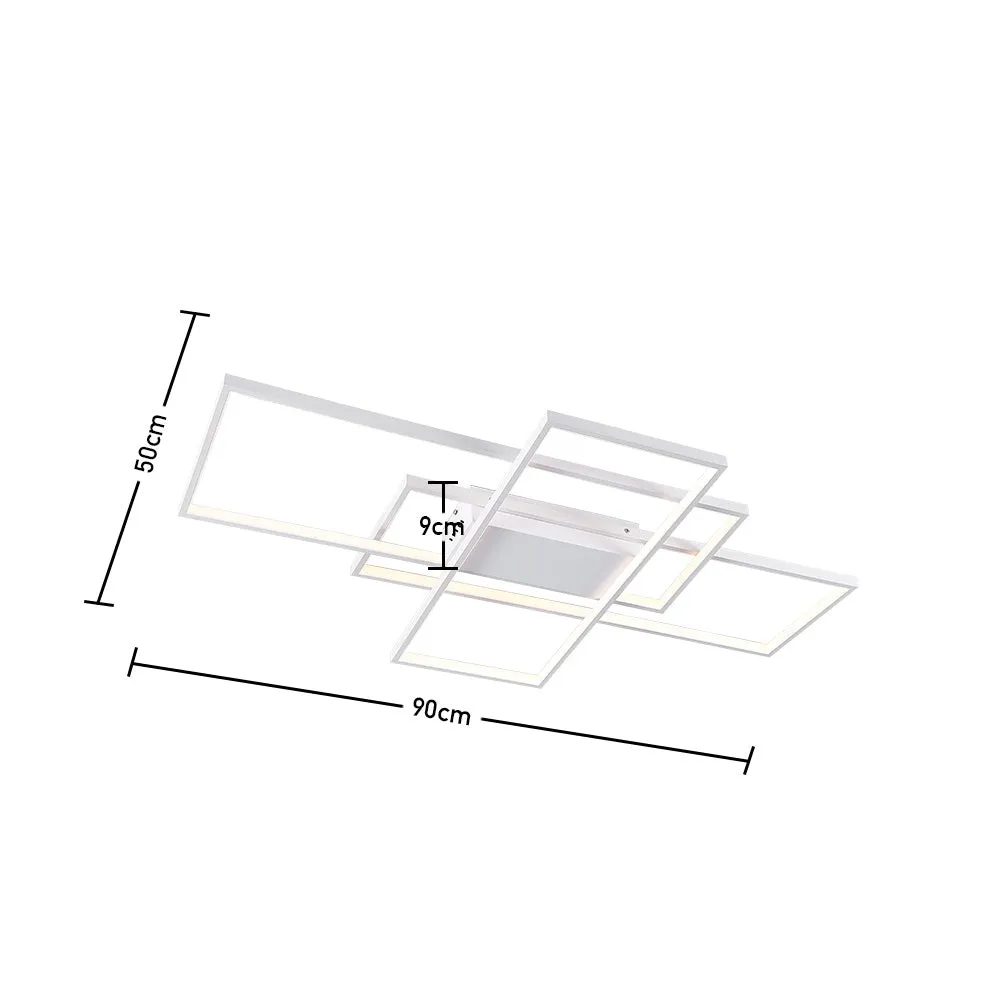 Neutral Style Rectangular LED Semi Flush Ceiling Light in White