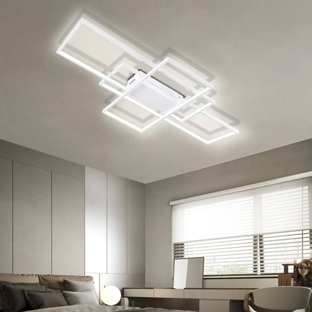 Neutral Style Rectangular LED Semi Flush Ceiling Light in White