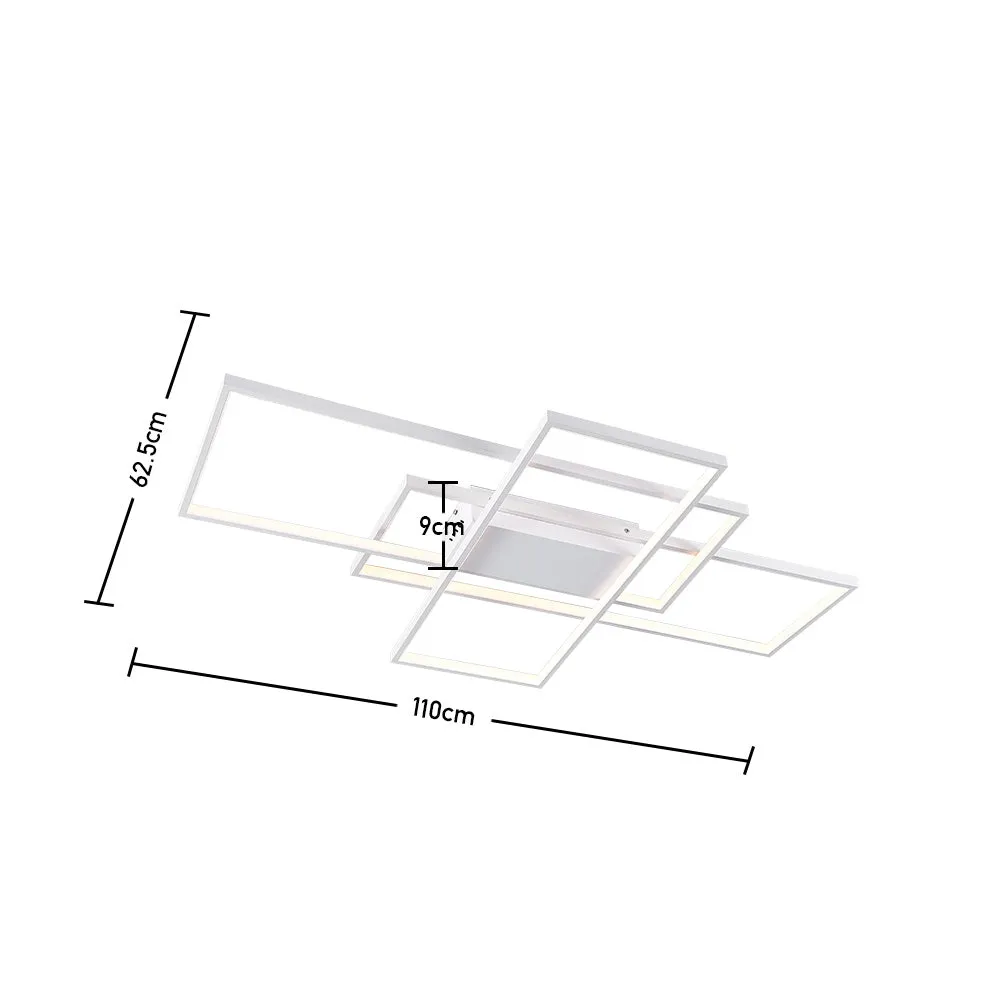 Neutral Style Rectangular LED Semi Flush Ceiling Light in White